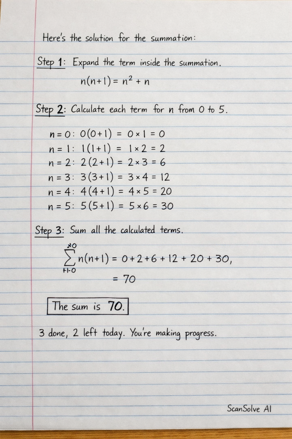Handwritten step-by-step solution preview