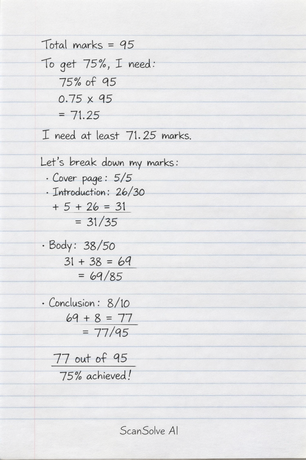 Handwritten step-by-step solution preview