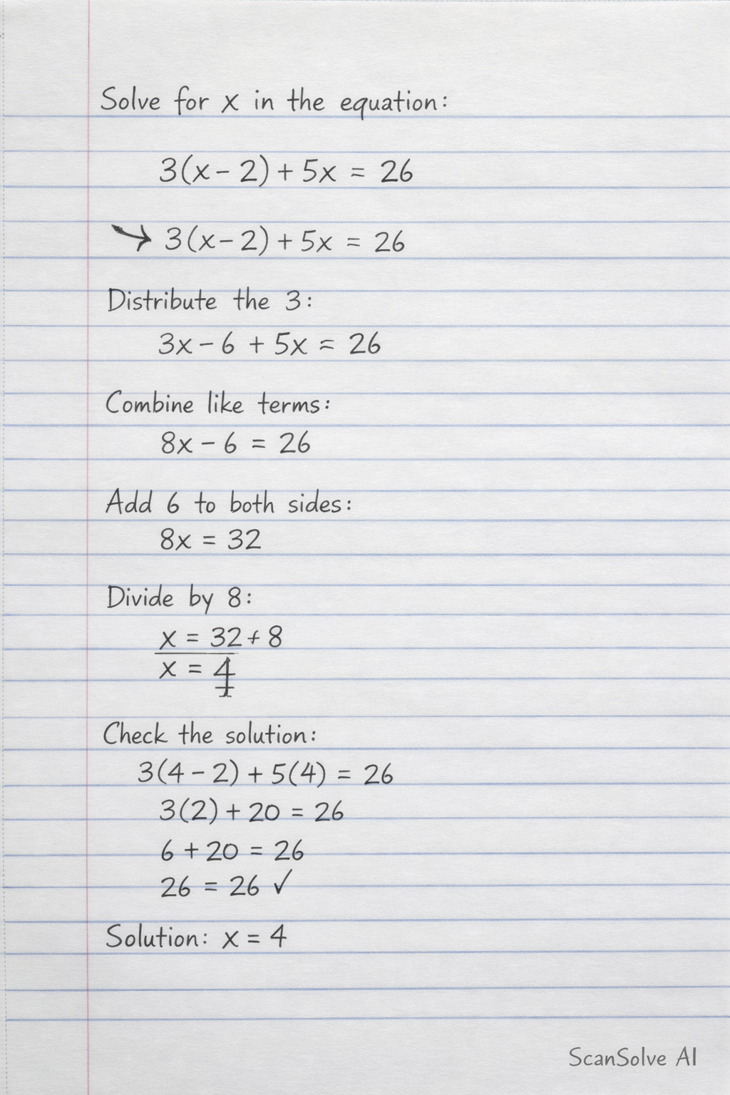 Handwritten step-by-step solution preview