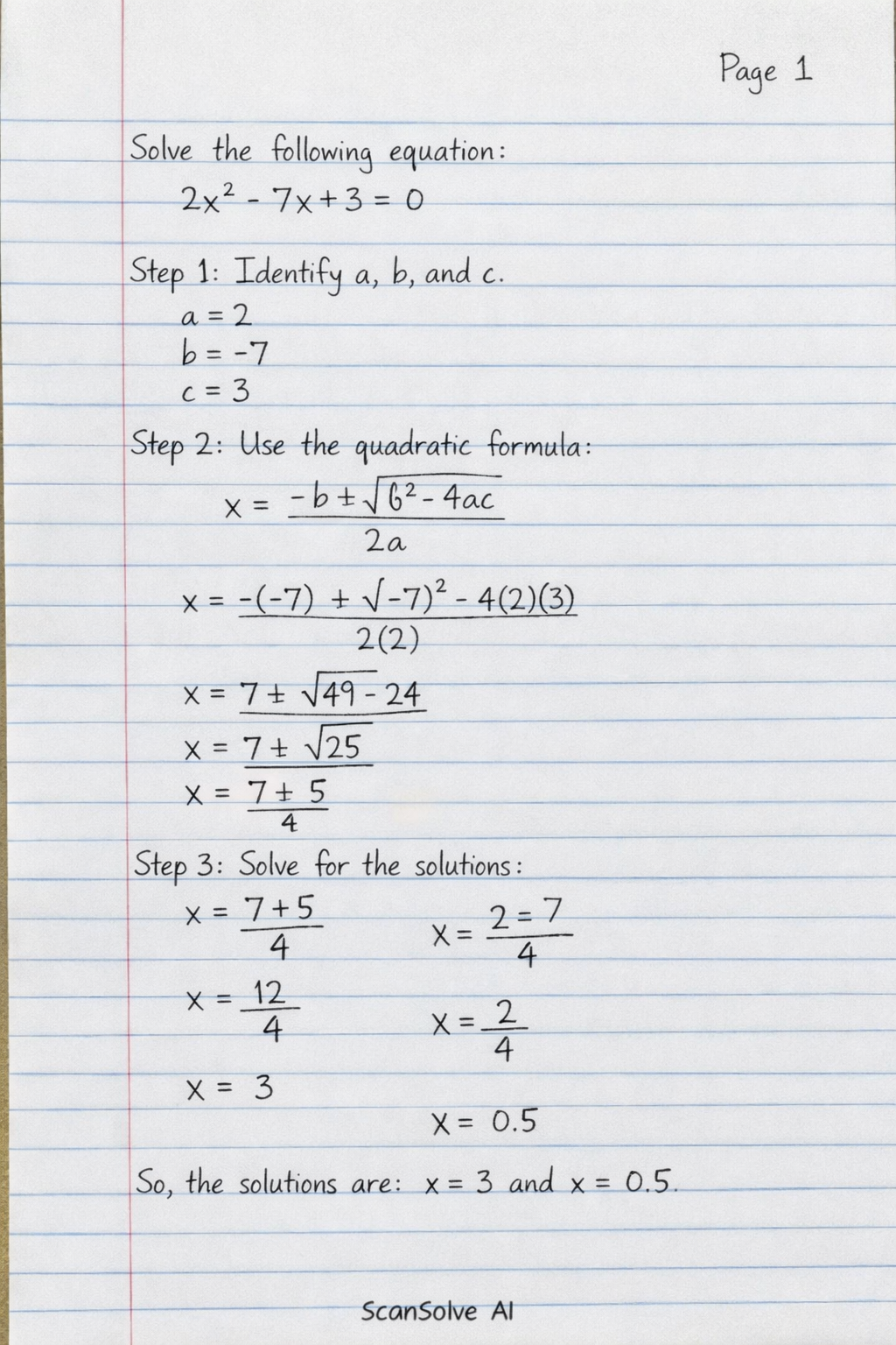 Handwritten step-by-step solution preview