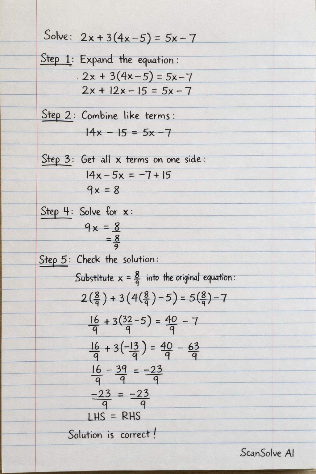Handwritten step-by-step solution preview
