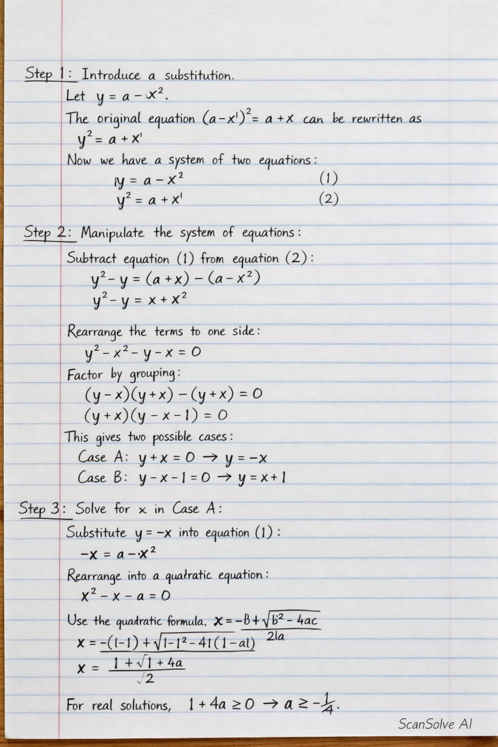 Handwritten step-by-step solution preview