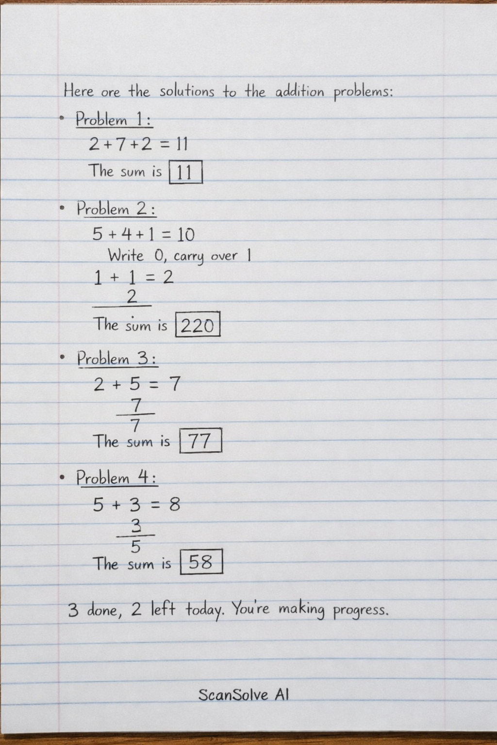 Handwritten step-by-step solution preview