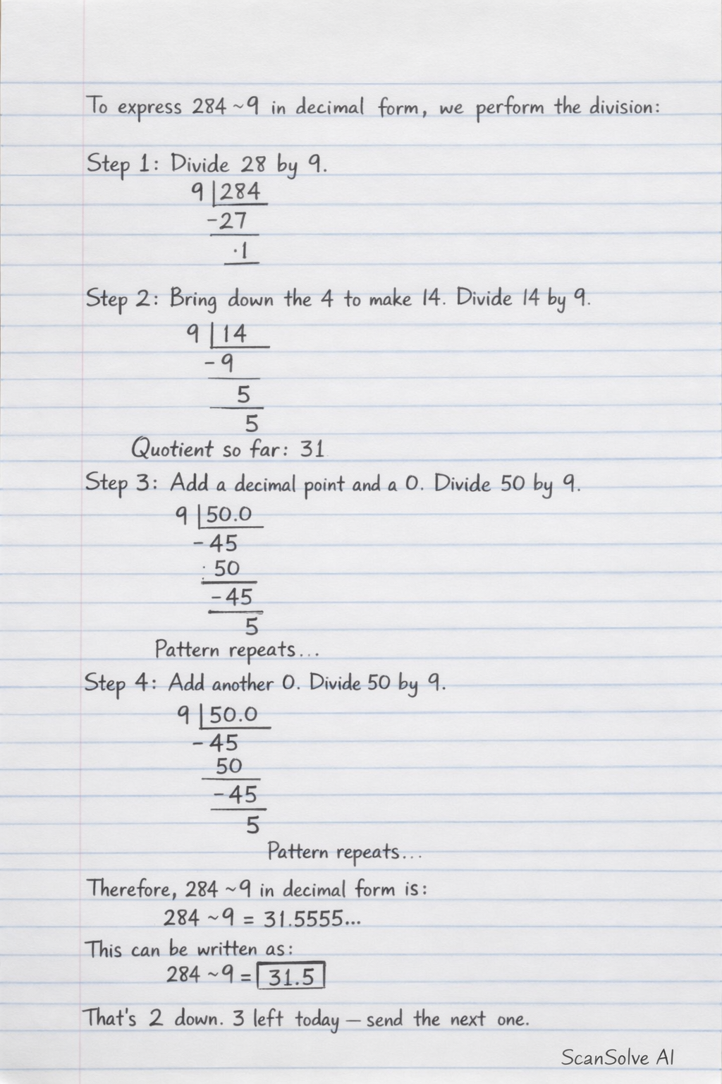 Handwritten step-by-step solution preview