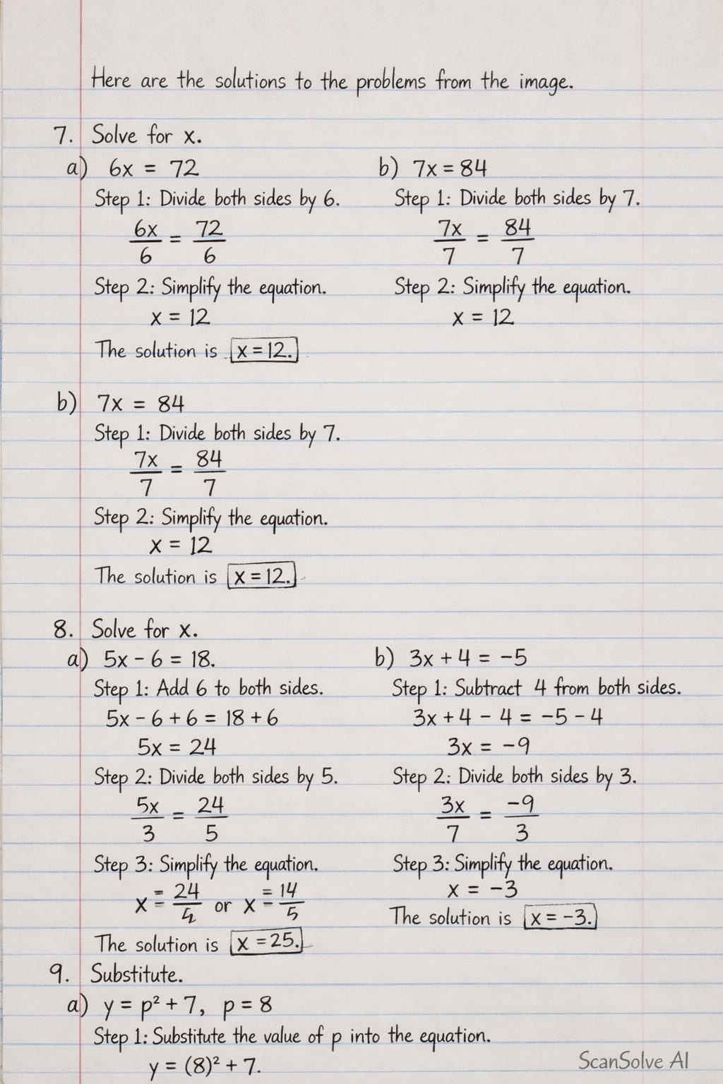 Handwritten step-by-step solution preview