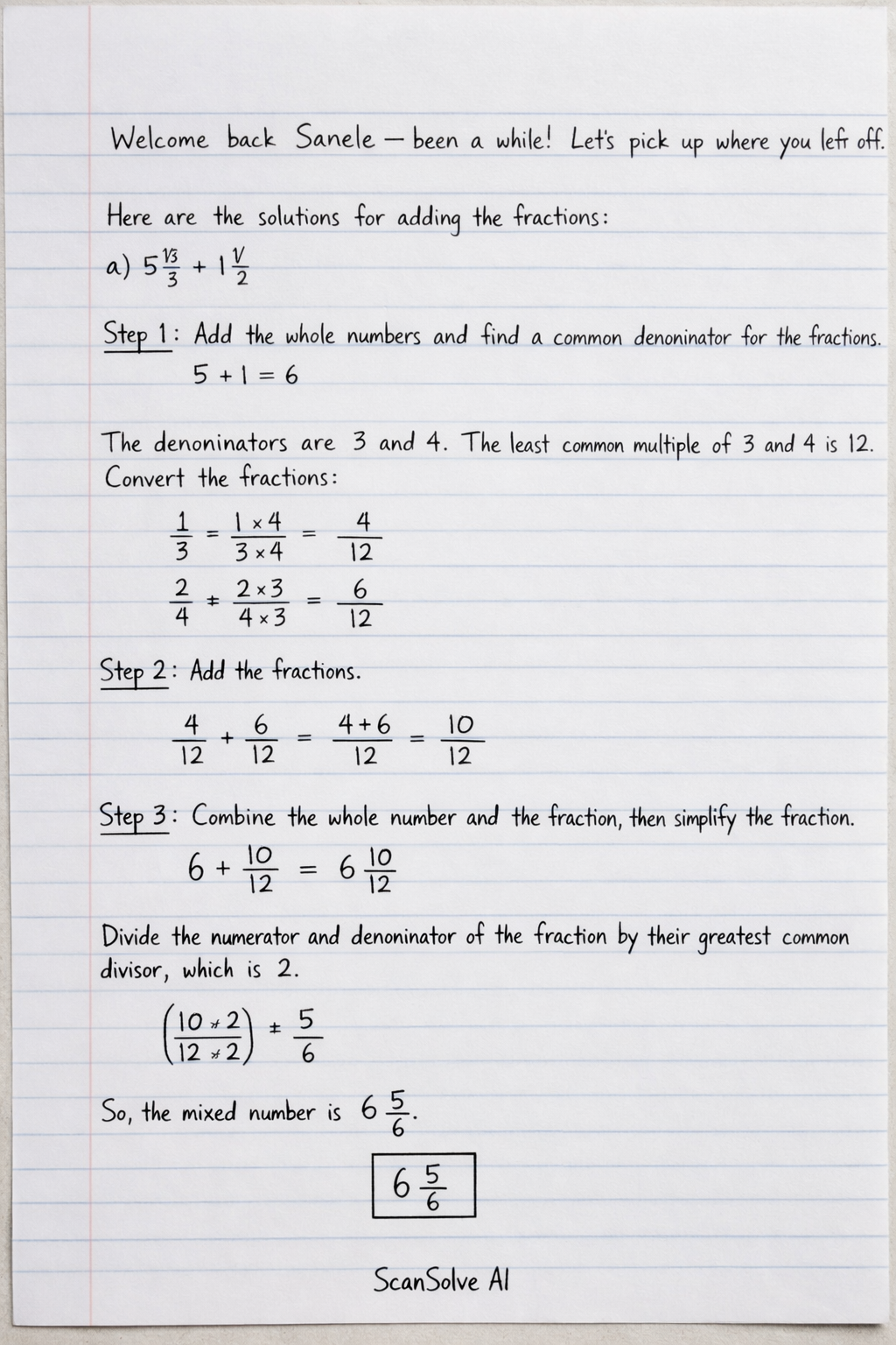 Handwritten step-by-step solution preview