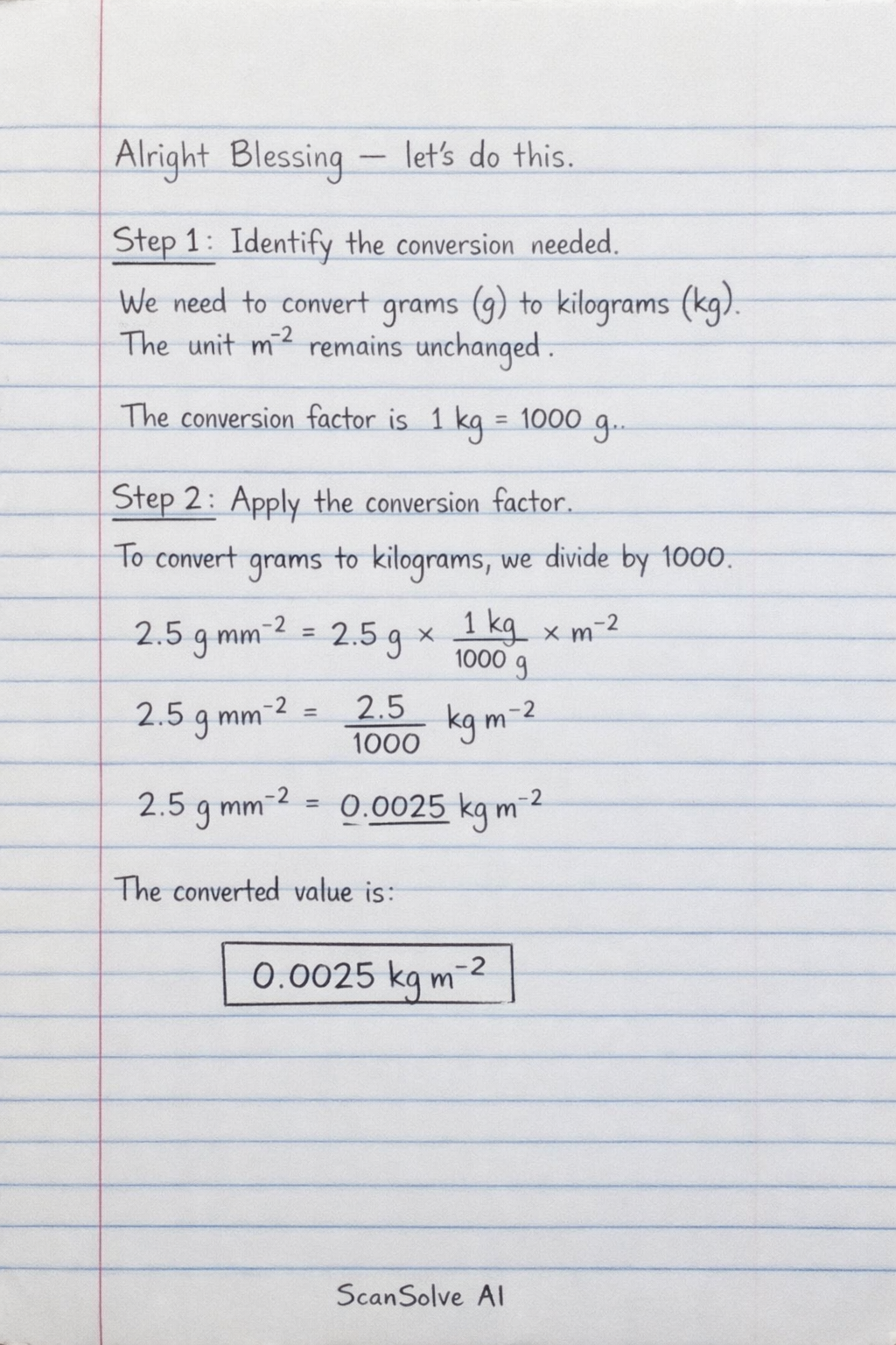 Handwritten step-by-step solution preview