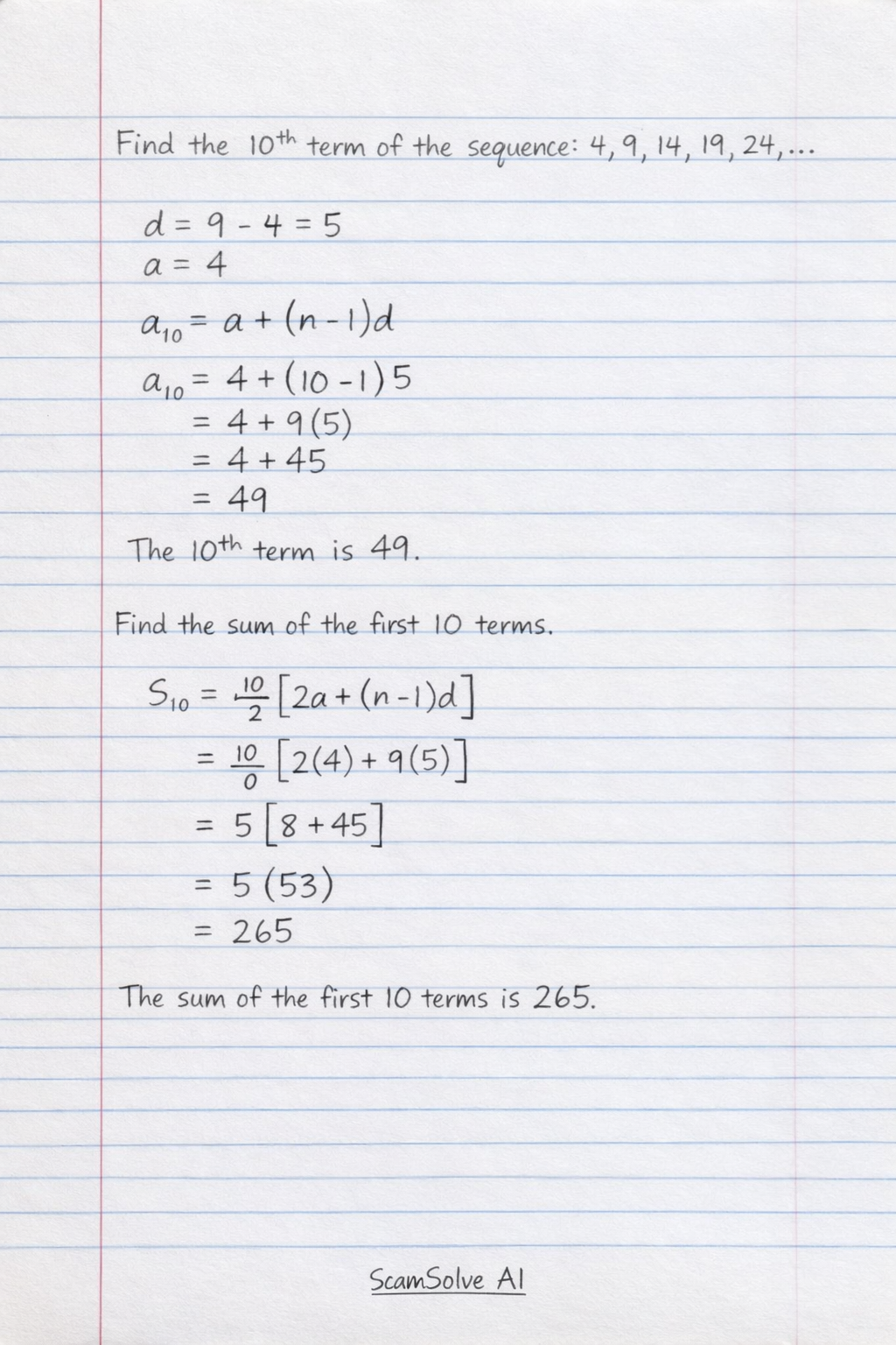 Handwritten step-by-step solution preview