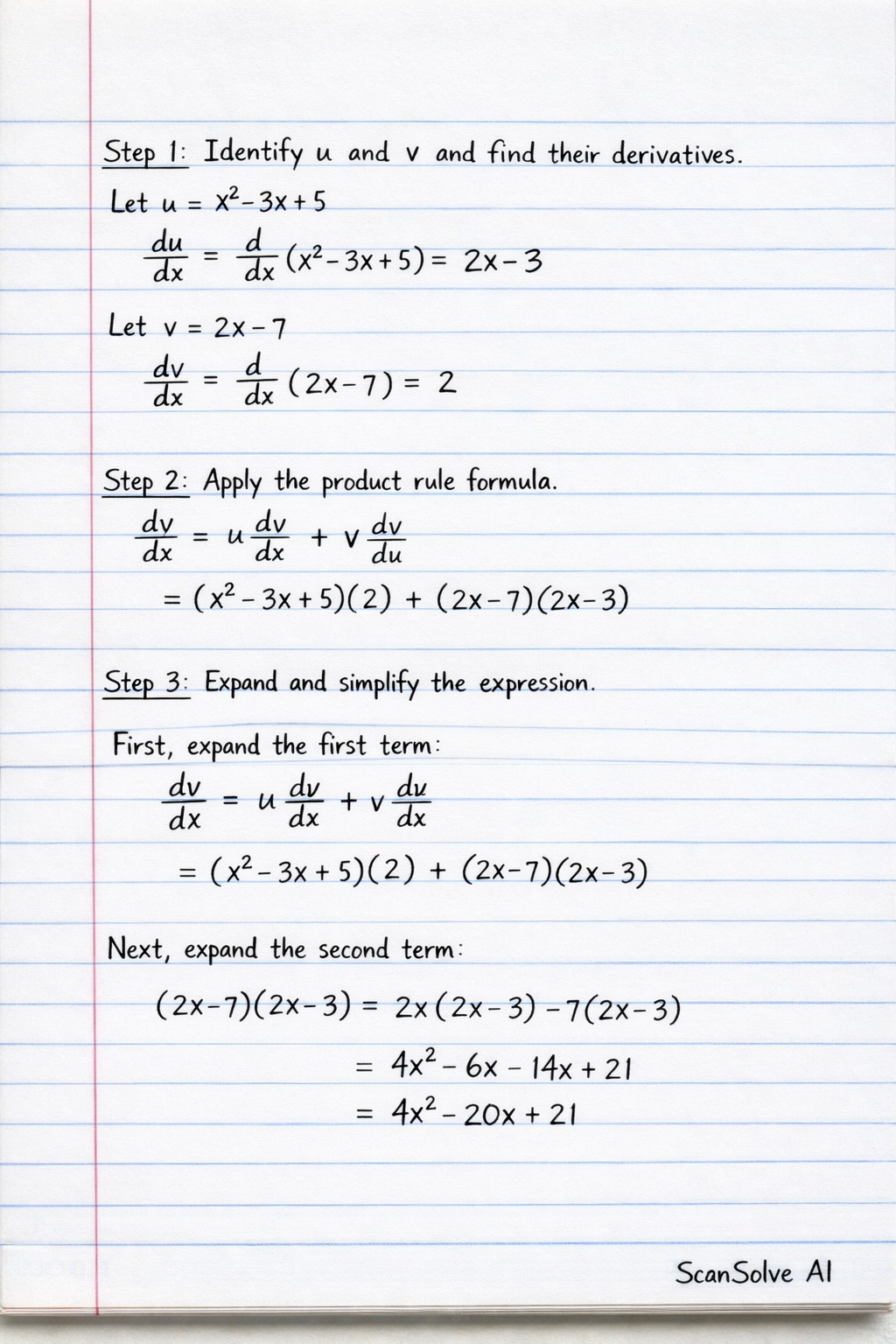 Handwritten step-by-step solution preview