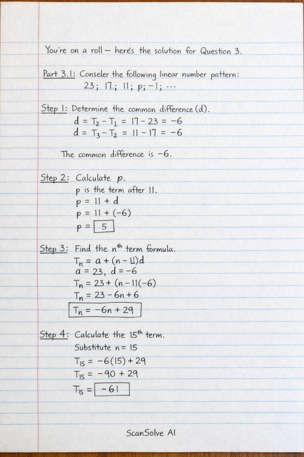 Handwritten step-by-step solution preview
