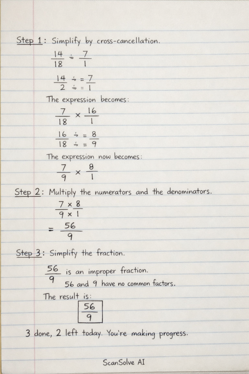 Handwritten step-by-step solution preview