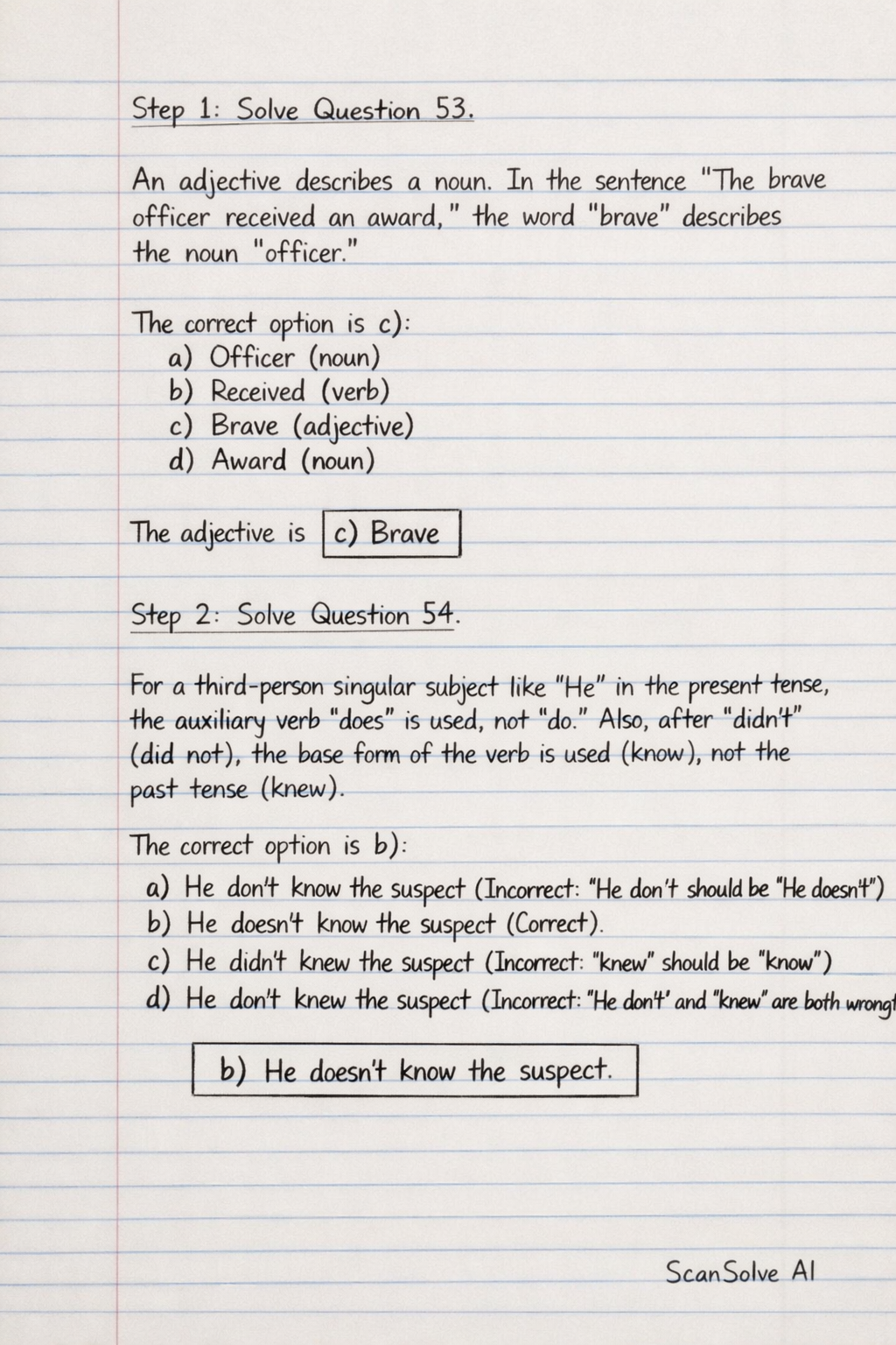 Handwritten step-by-step solution preview
