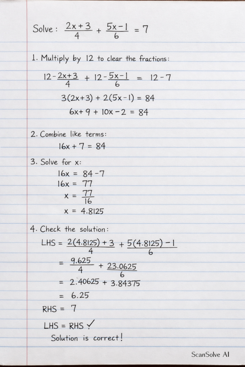 Handwritten step-by-step solution preview