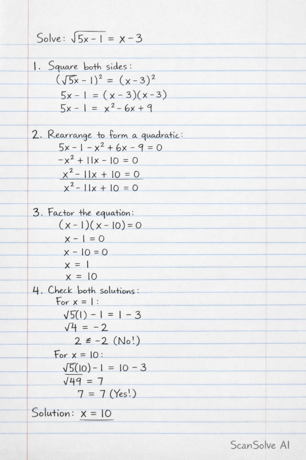 Handwritten step-by-step solution preview