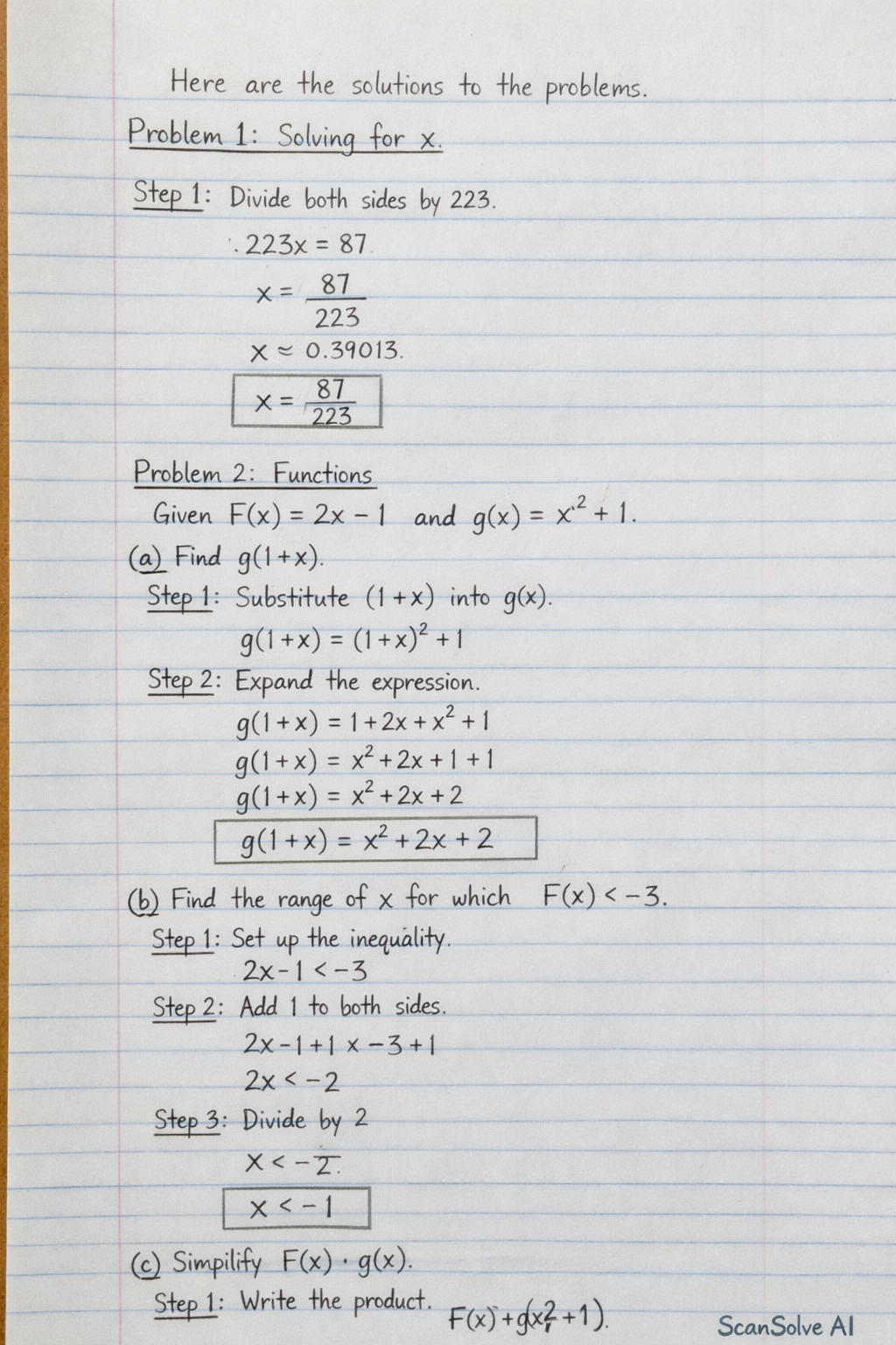 Handwritten step-by-step solution preview