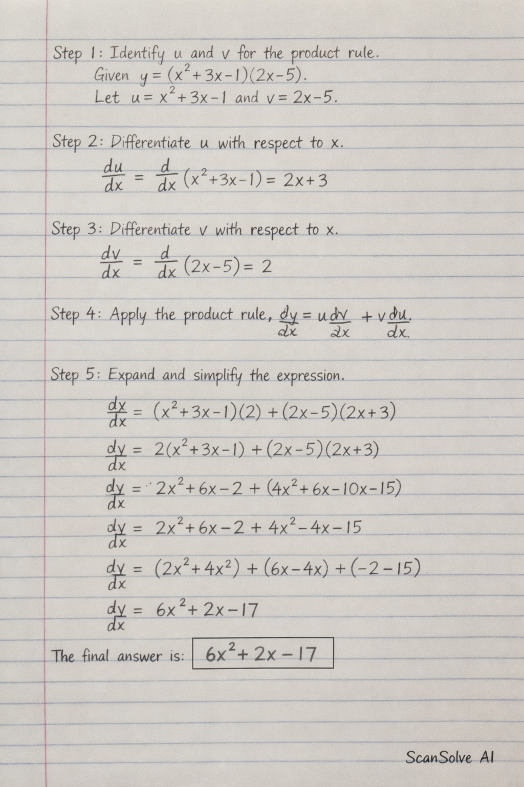 Handwritten step-by-step solution preview