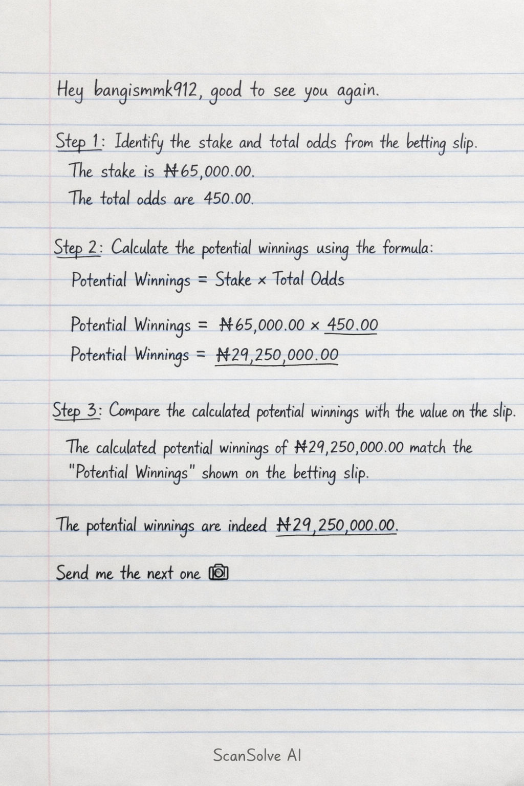 Handwritten step-by-step solution preview
