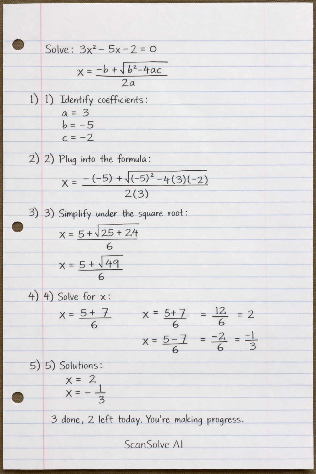 Handwritten step-by-step solution preview
