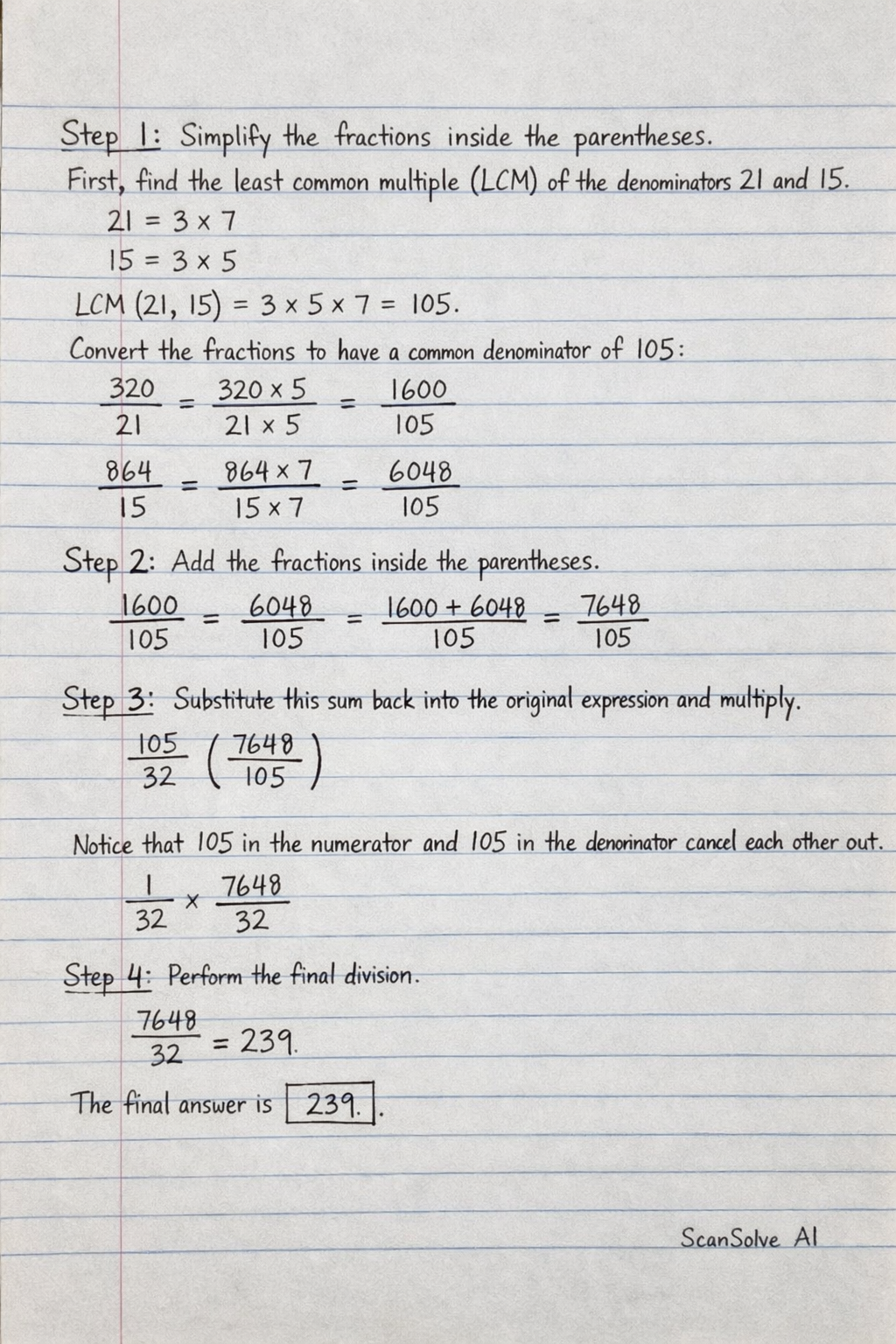 Handwritten step-by-step solution preview