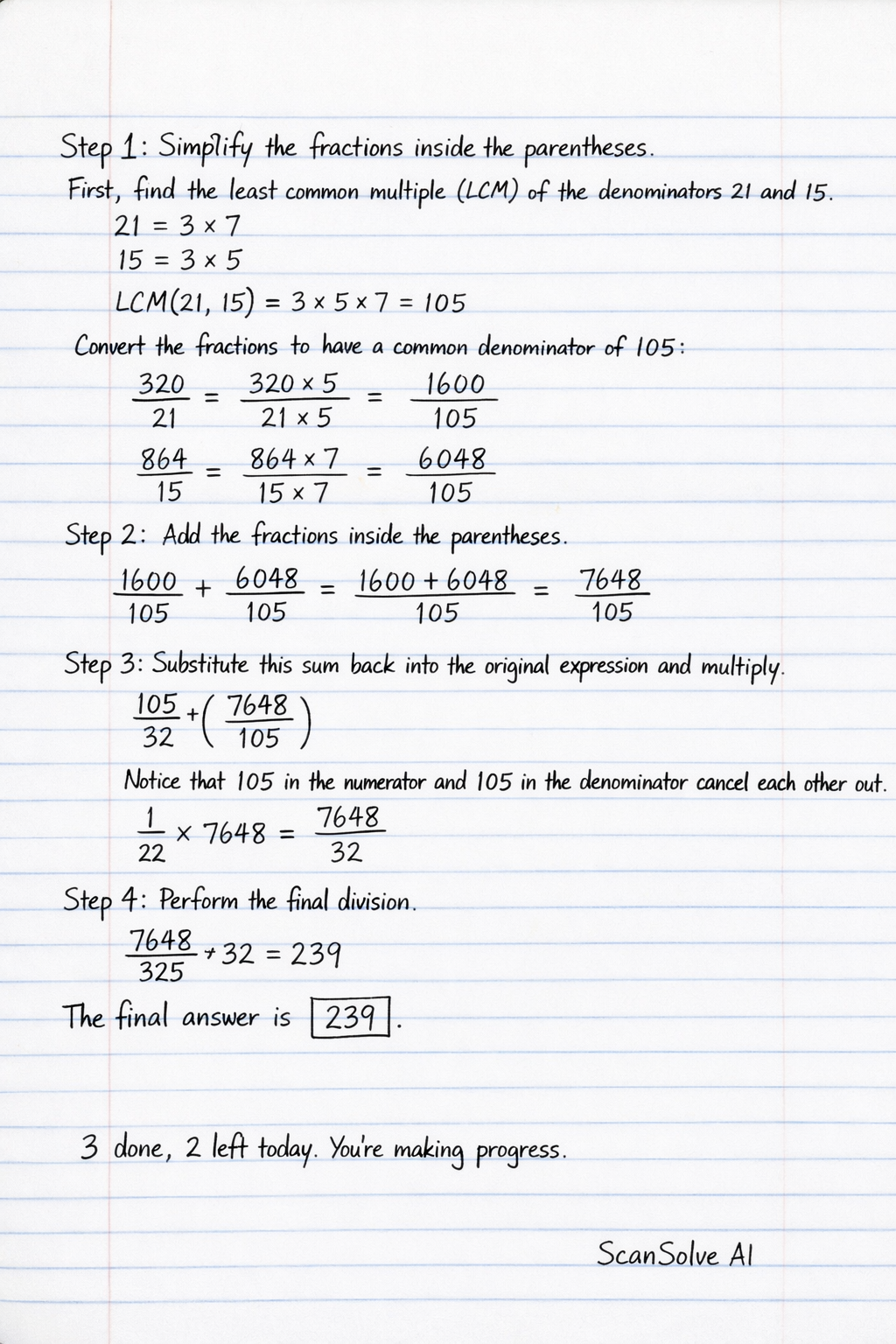 Handwritten step-by-step solution preview