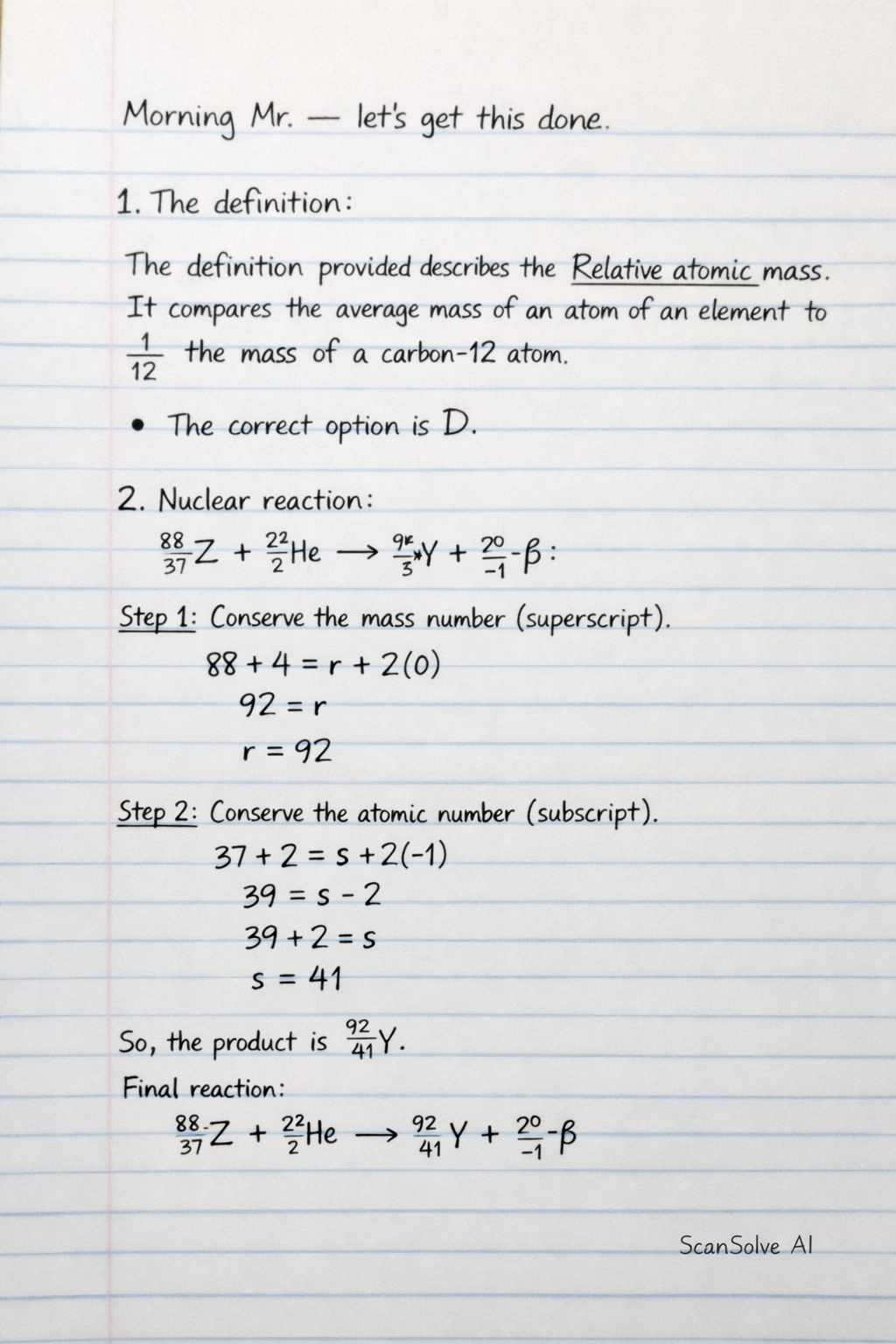 Handwritten step-by-step solution preview