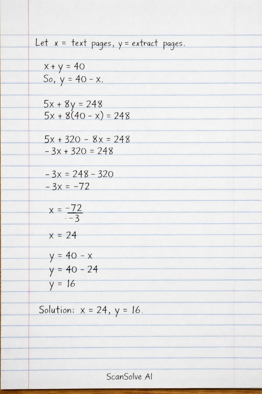 Handwritten step-by-step solution preview