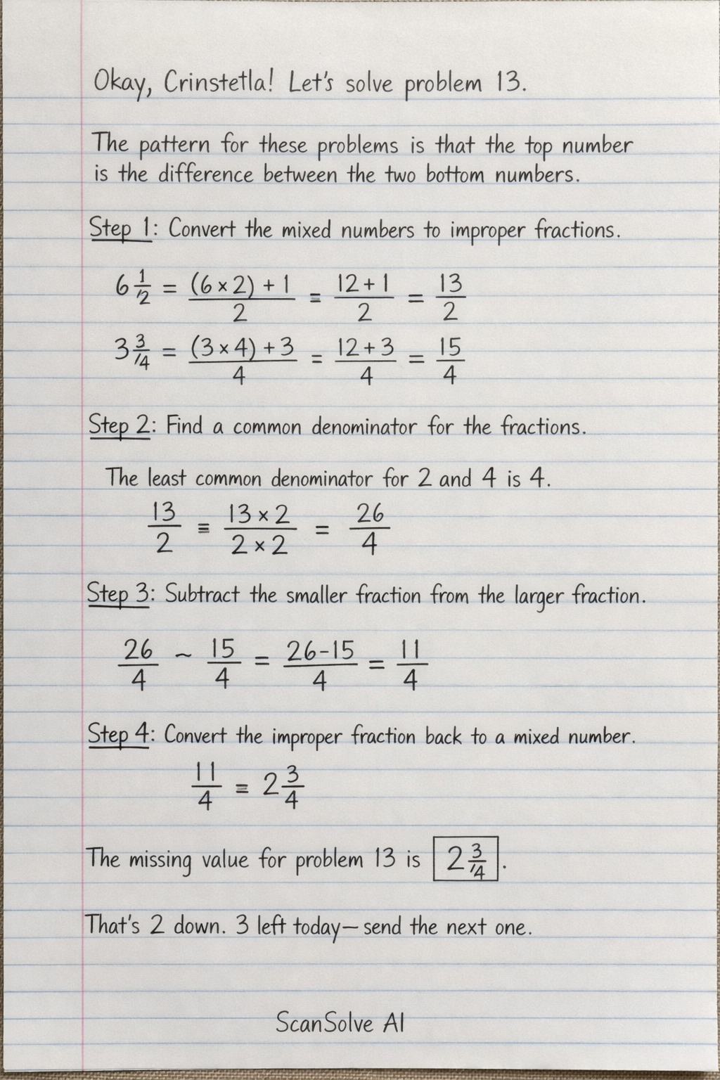 Handwritten step-by-step solution preview