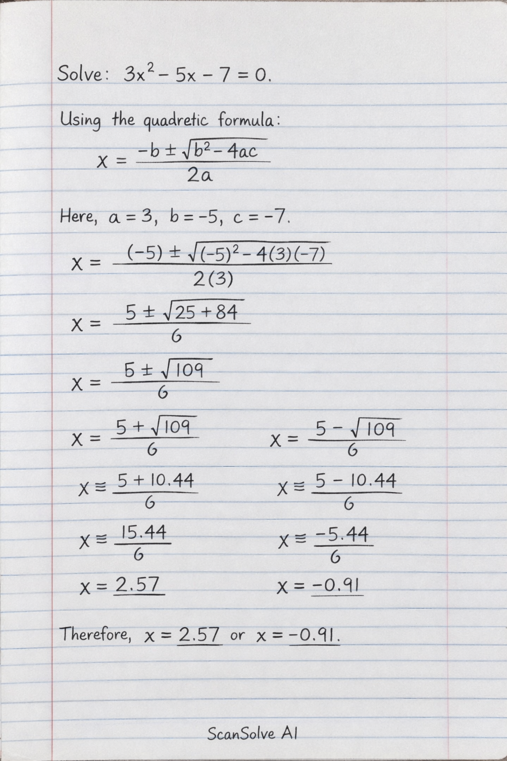 Handwritten step-by-step solution preview
