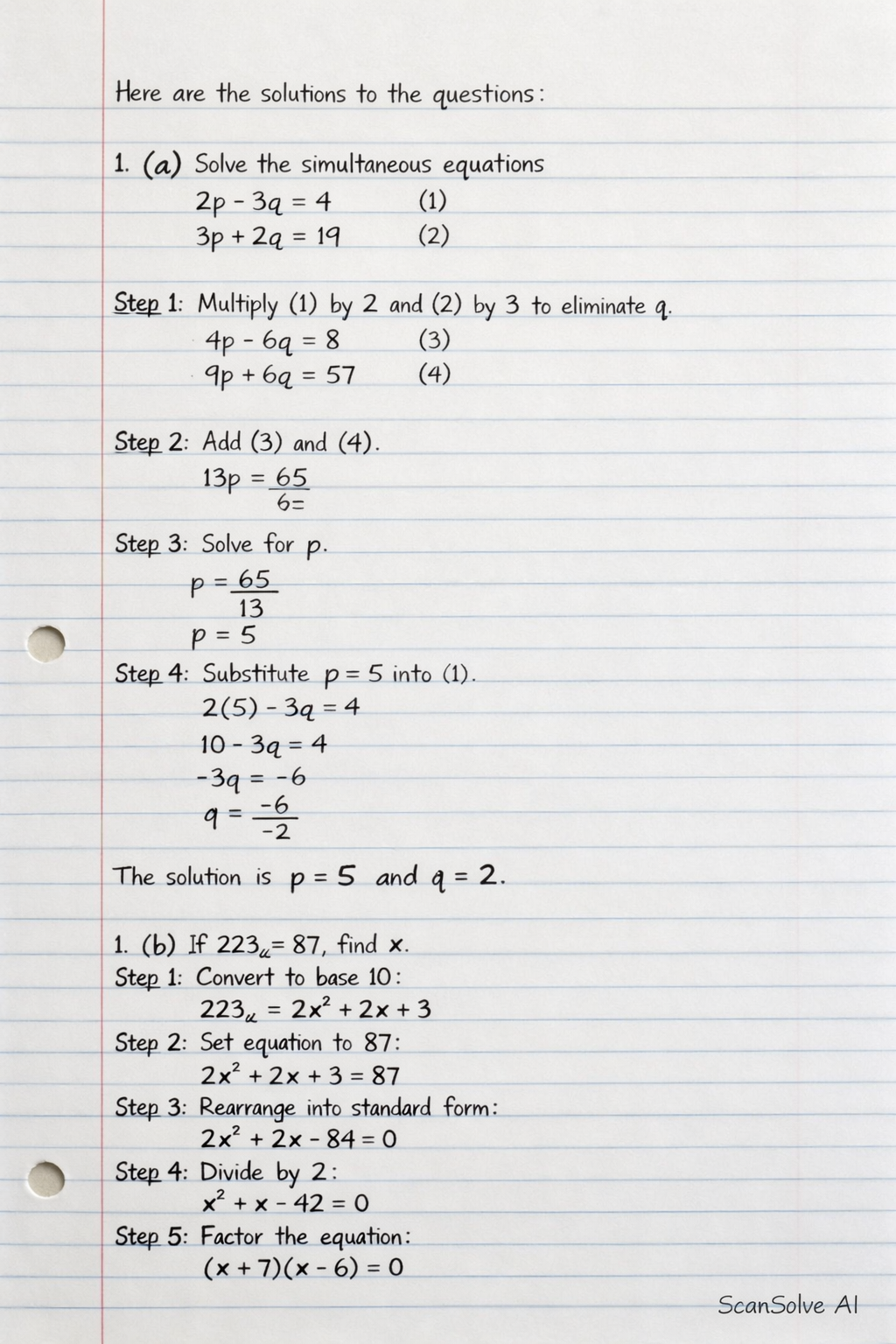 Handwritten step-by-step solution preview