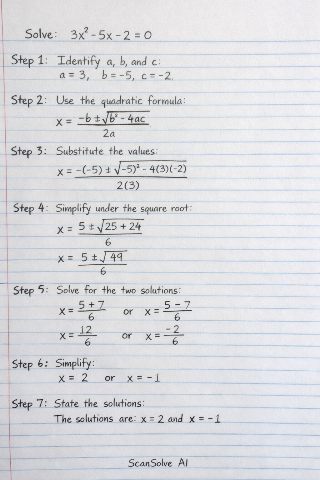Handwritten step-by-step solution preview