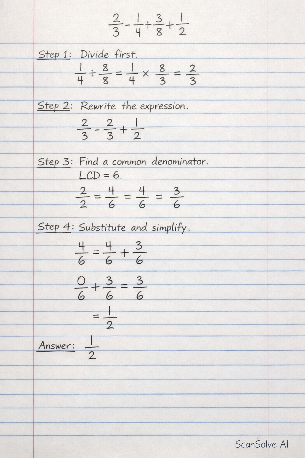 Handwritten step-by-step solution preview