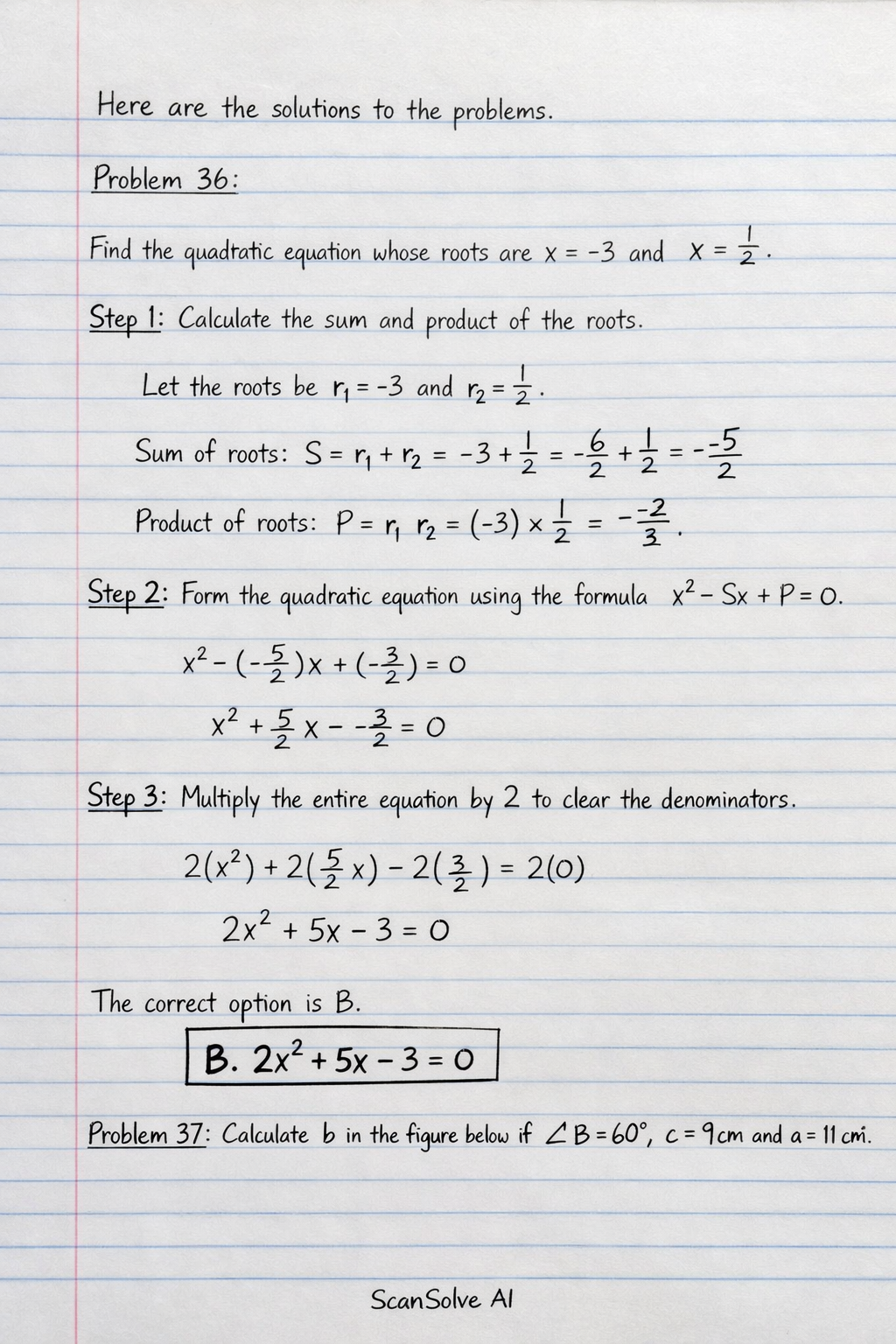 Handwritten step-by-step solution preview