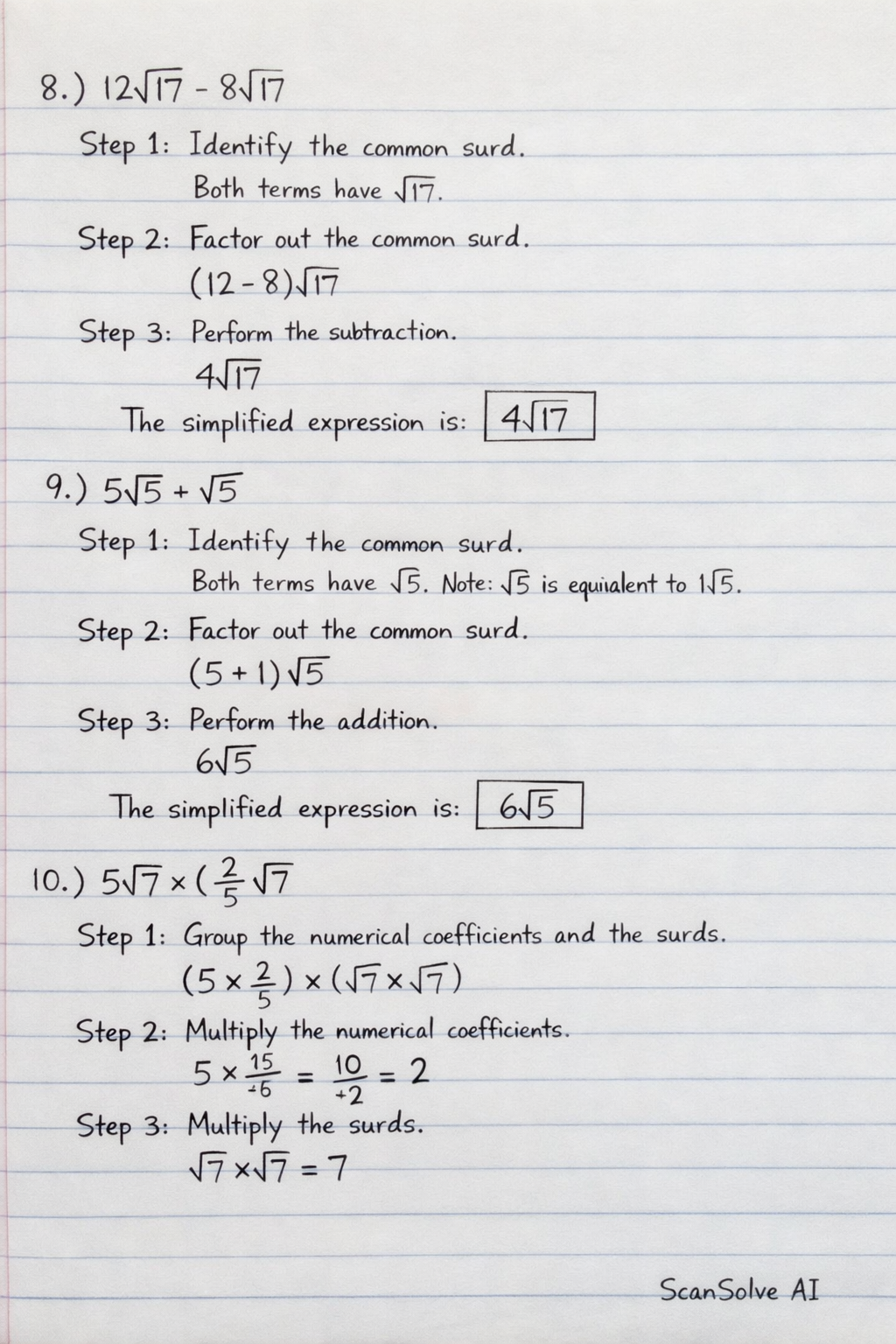 Handwritten step-by-step solution preview
