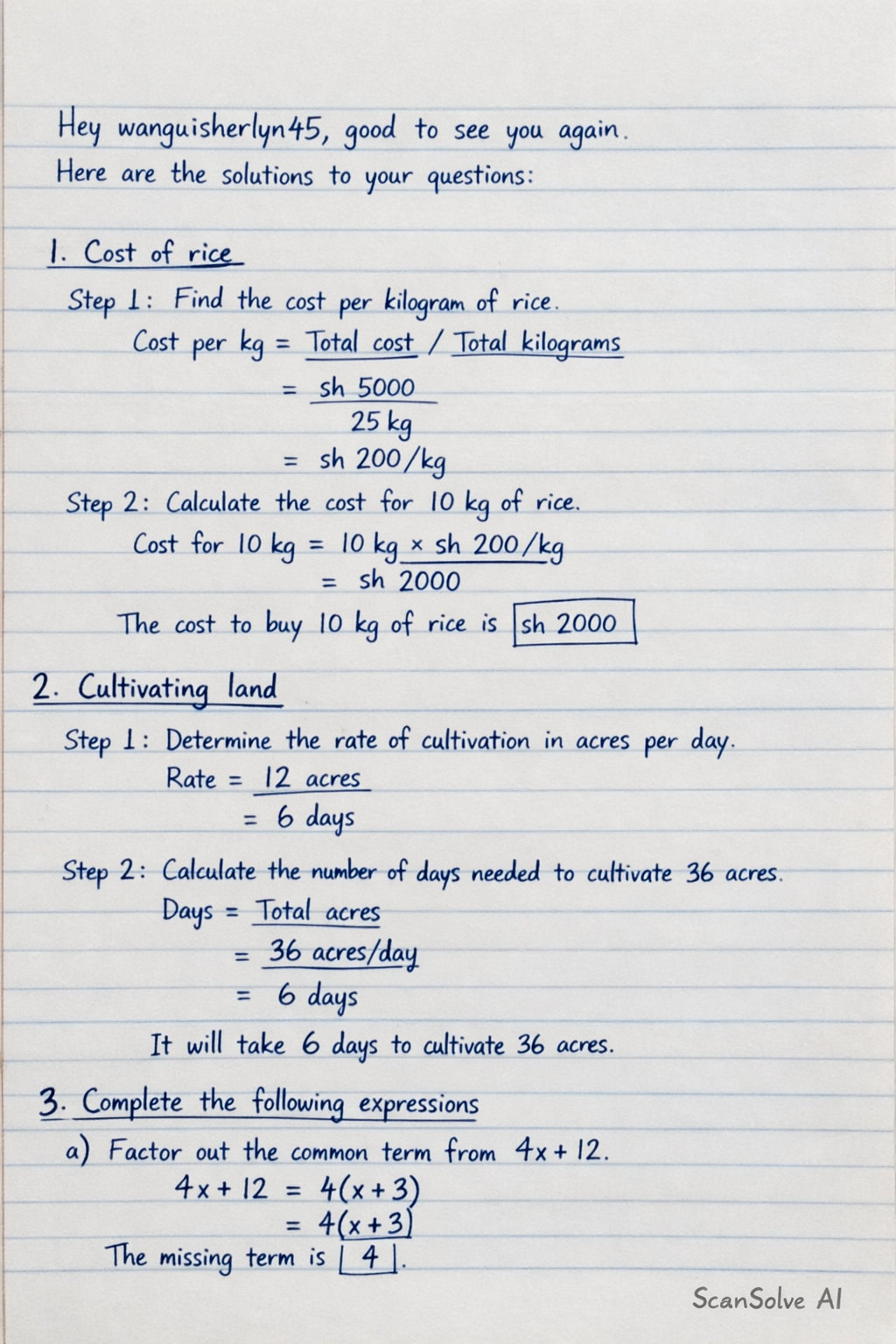Handwritten step-by-step solution preview