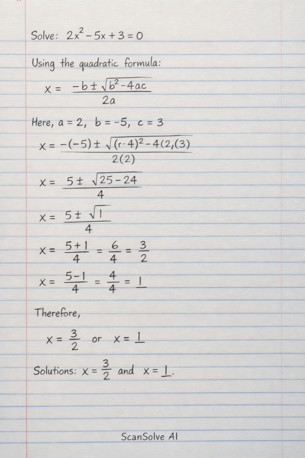Handwritten step-by-step solution preview