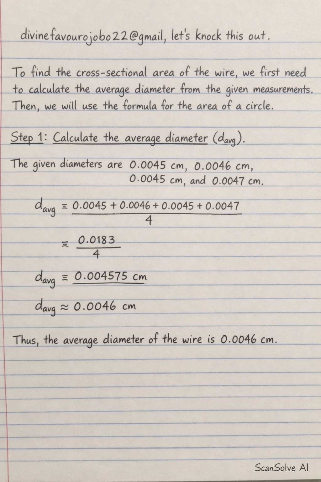 Handwritten step-by-step solution preview