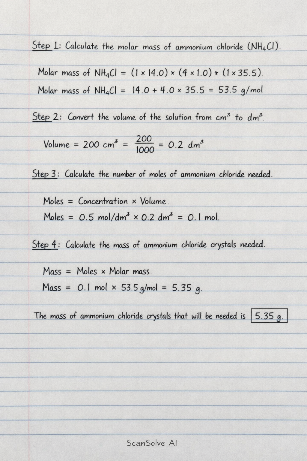 Handwritten step-by-step solution preview