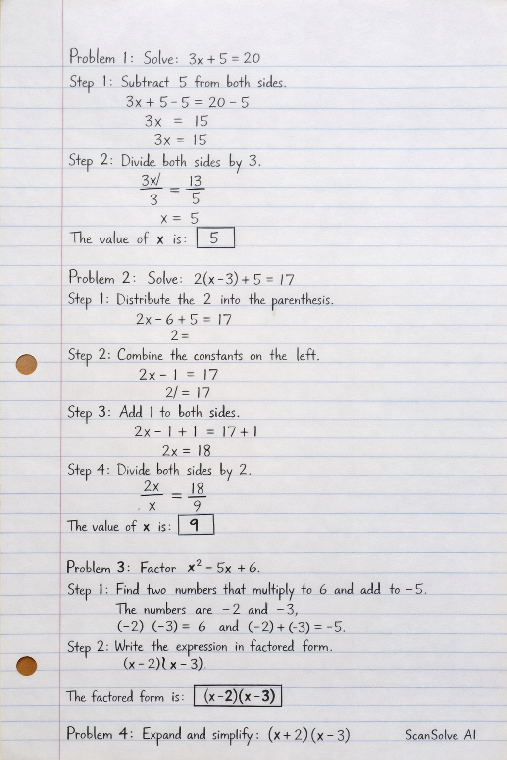 Handwritten step-by-step solution preview