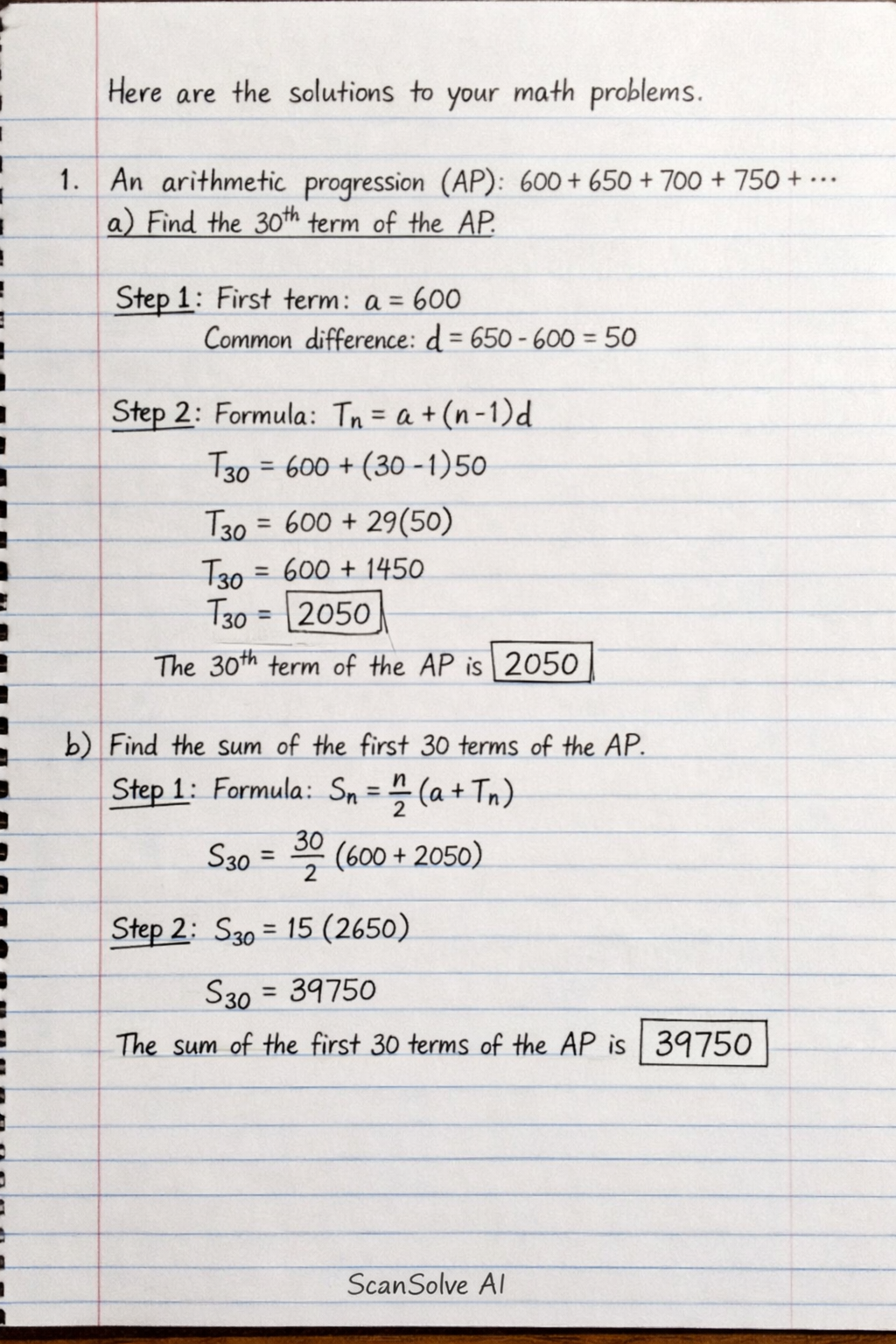 Handwritten step-by-step solution preview