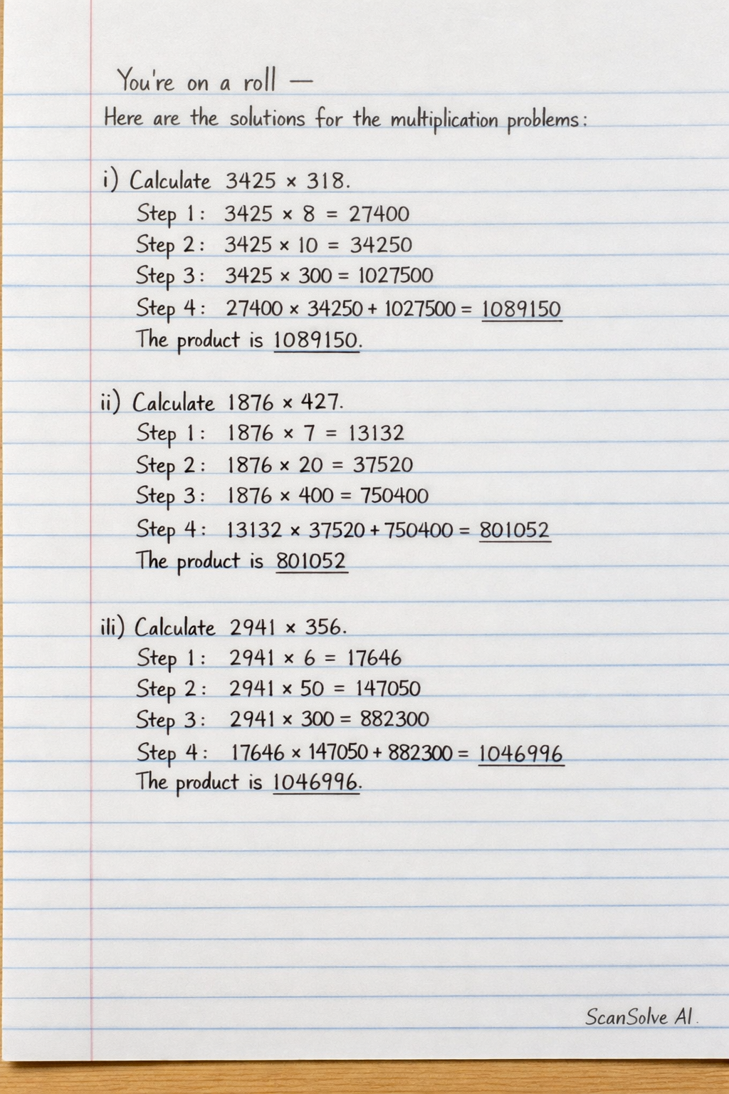 Handwritten step-by-step solution preview