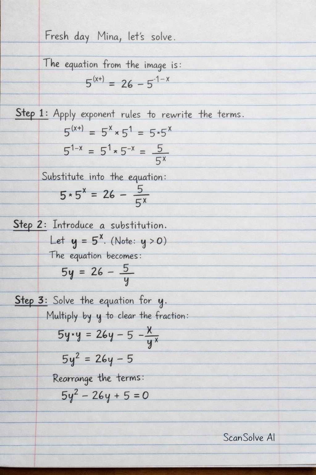 Handwritten step-by-step solution preview
