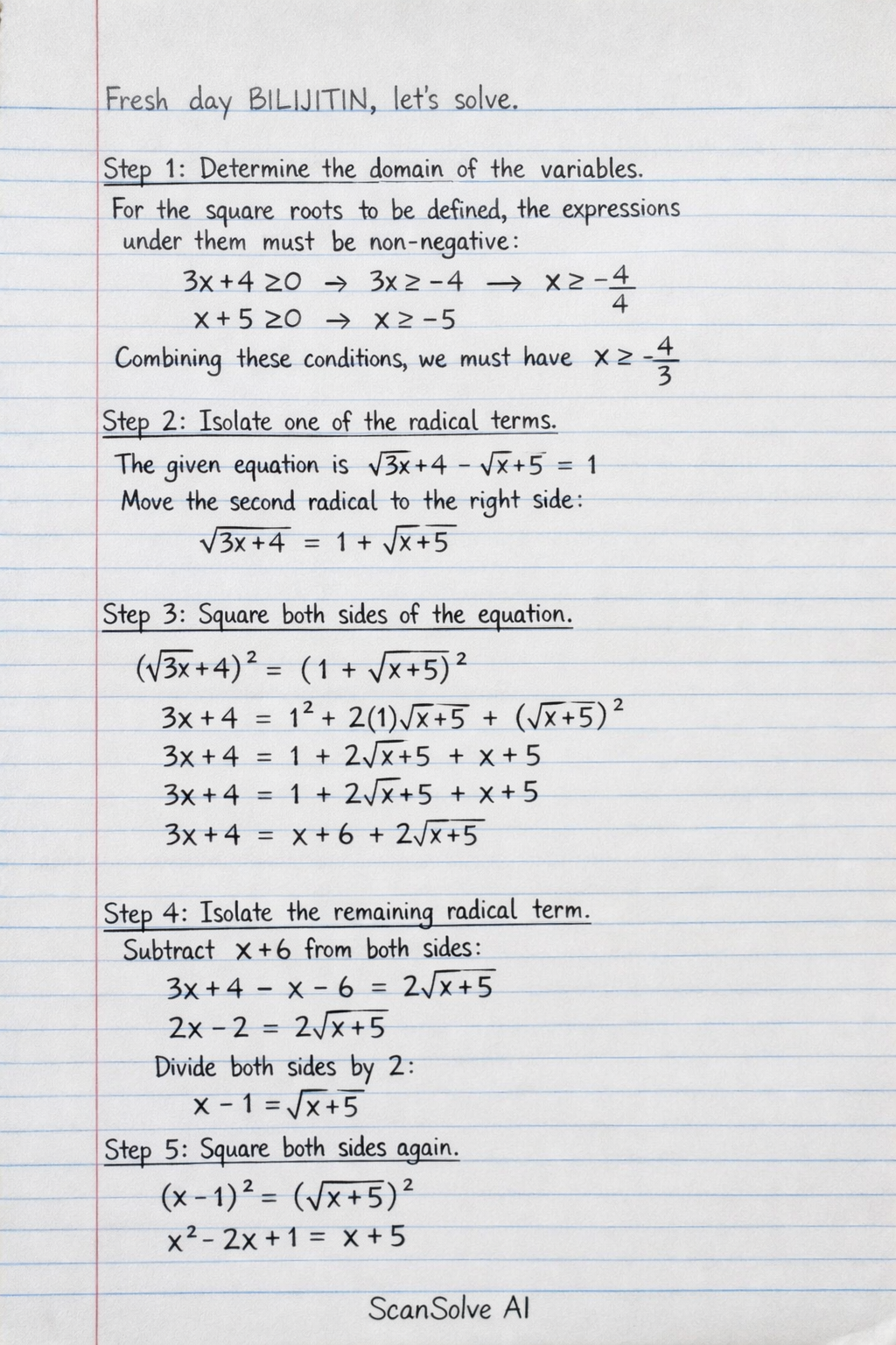 Handwritten step-by-step solution preview