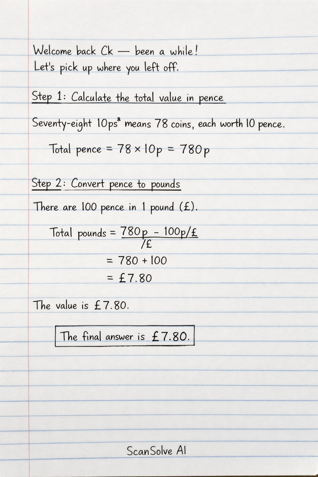 Handwritten step-by-step solution preview