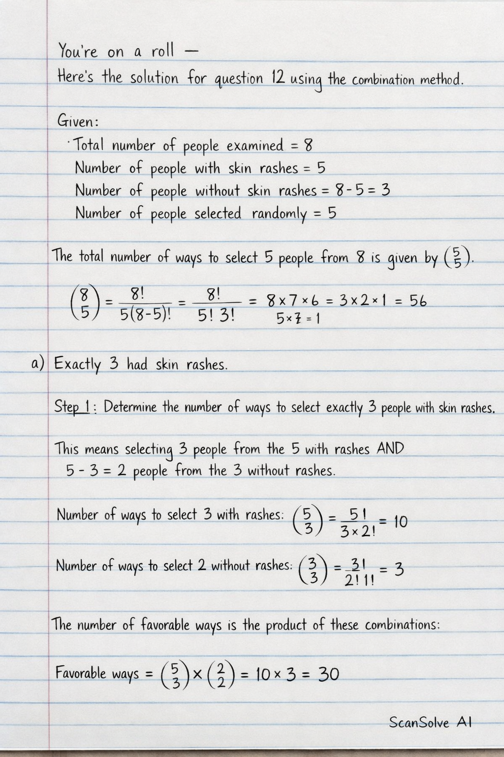 Handwritten step-by-step solution preview