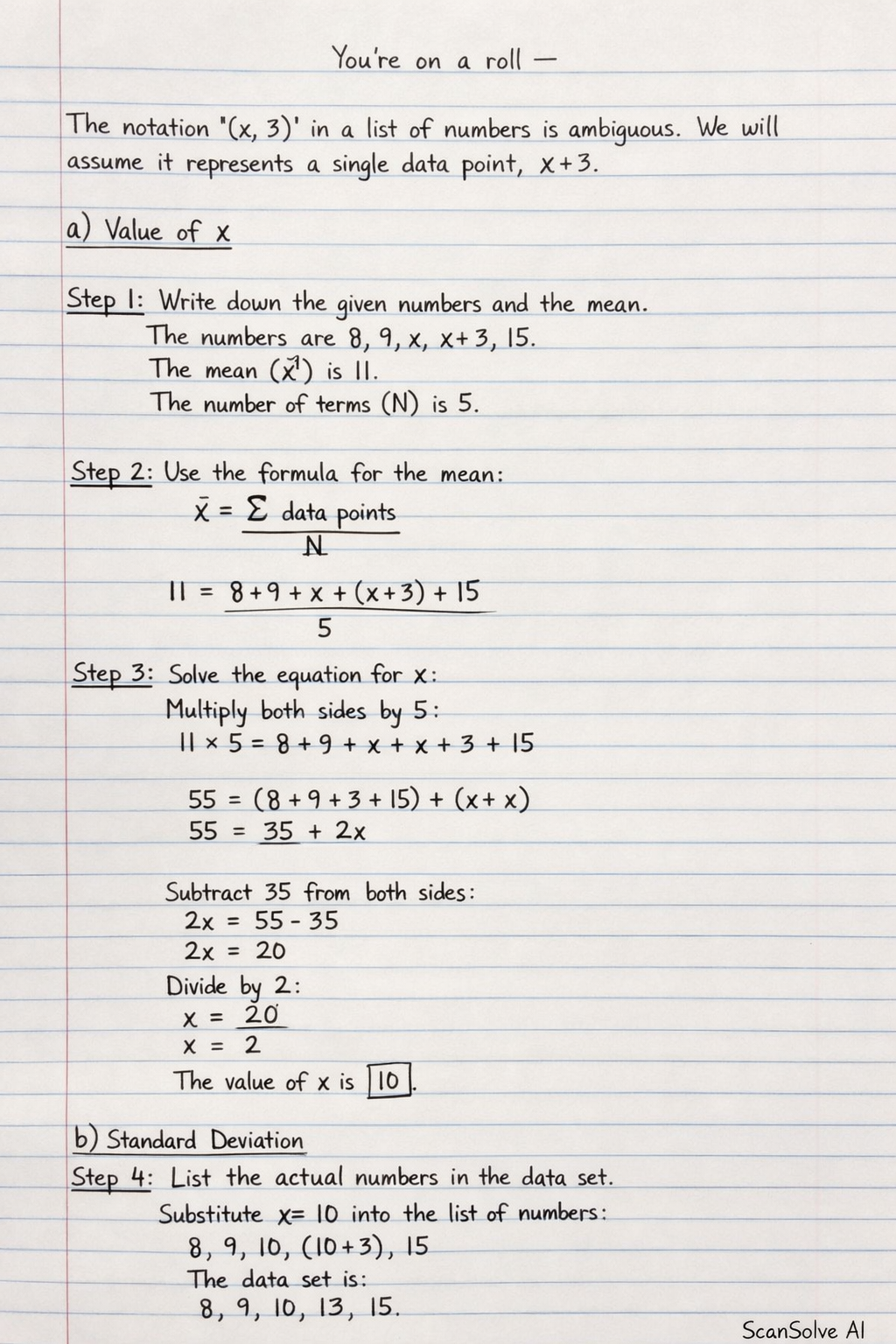 Handwritten step-by-step solution preview