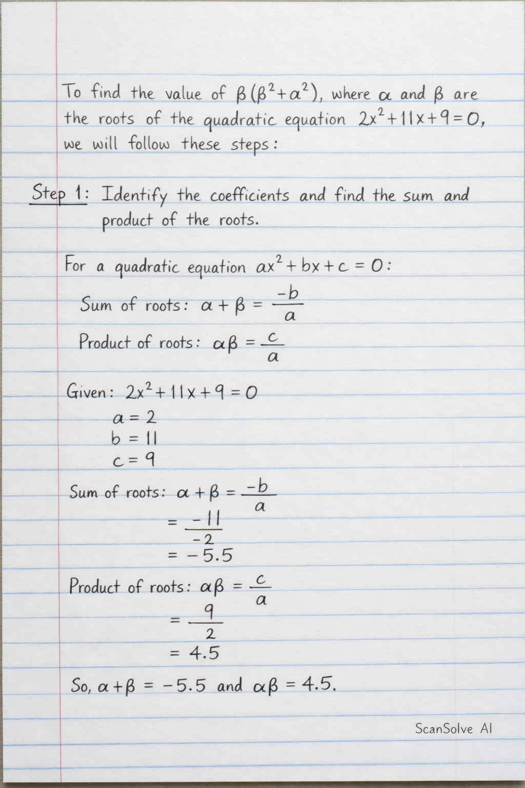 Handwritten step-by-step solution preview
