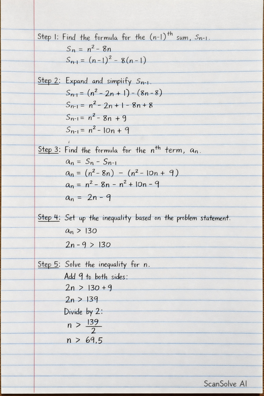 Handwritten step-by-step solution preview