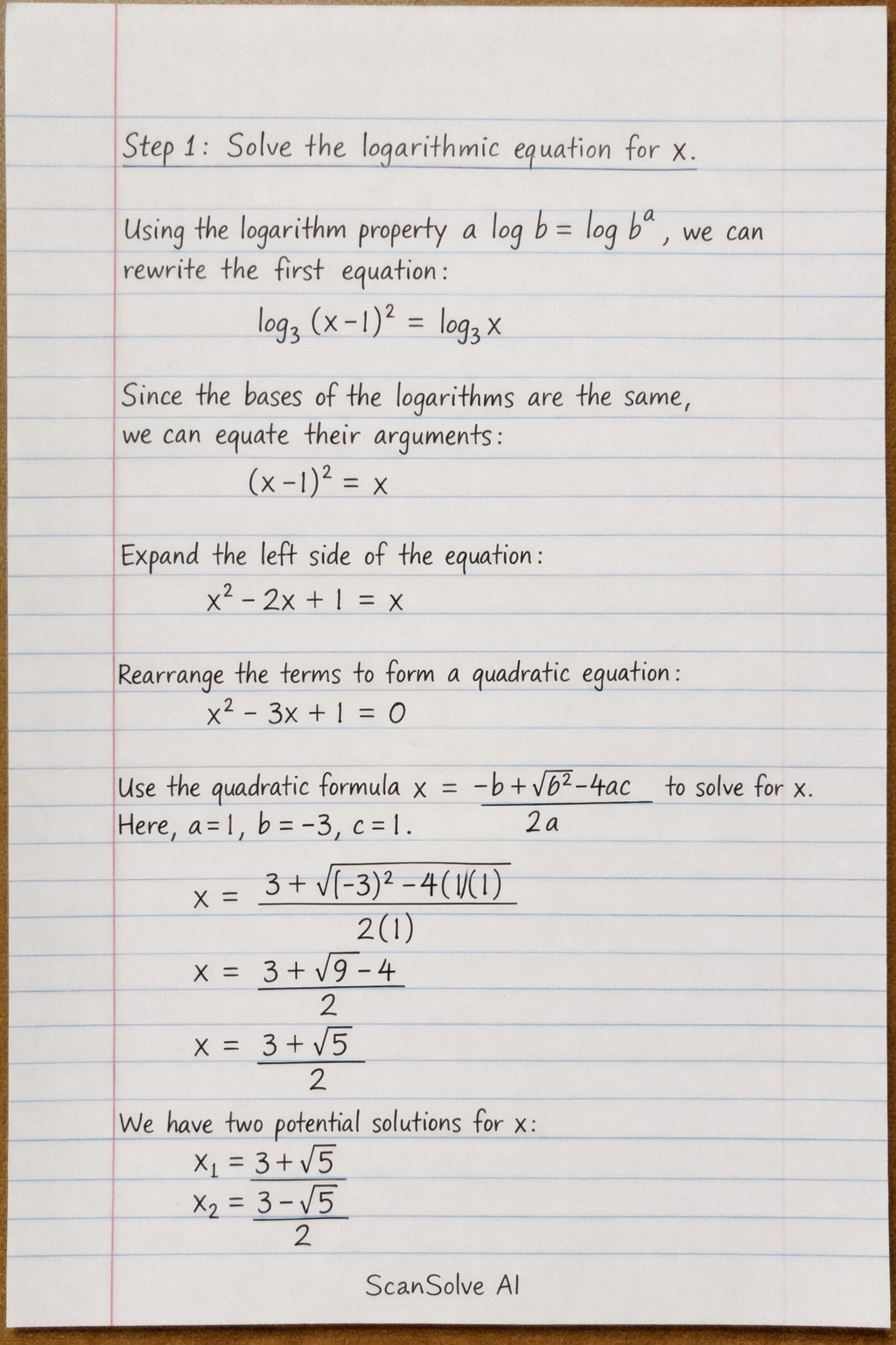 Handwritten step-by-step solution preview