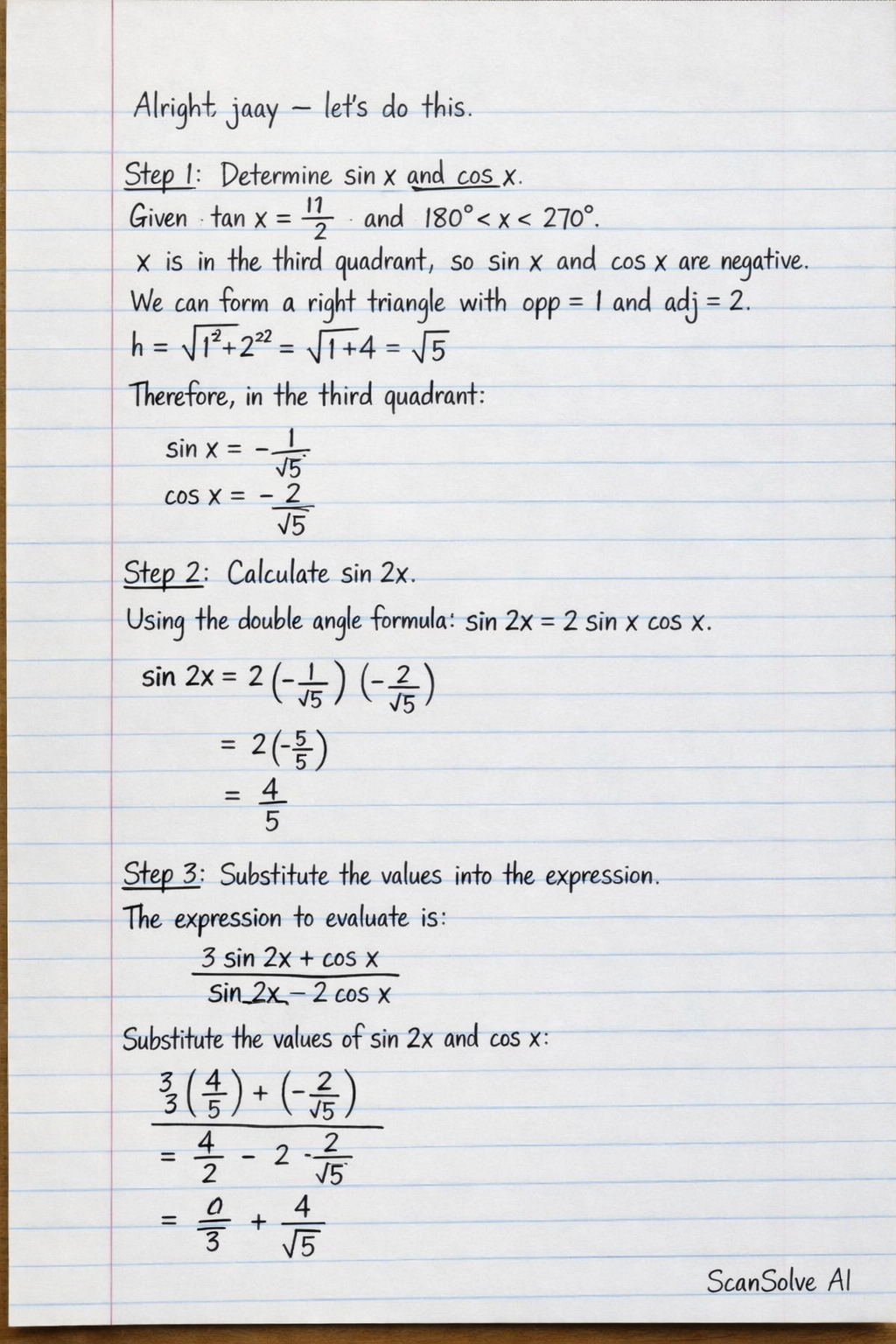 Handwritten step-by-step solution preview