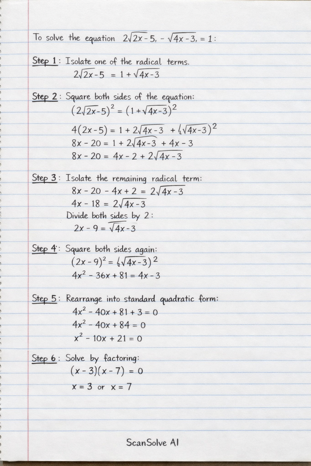 Handwritten step-by-step solution preview